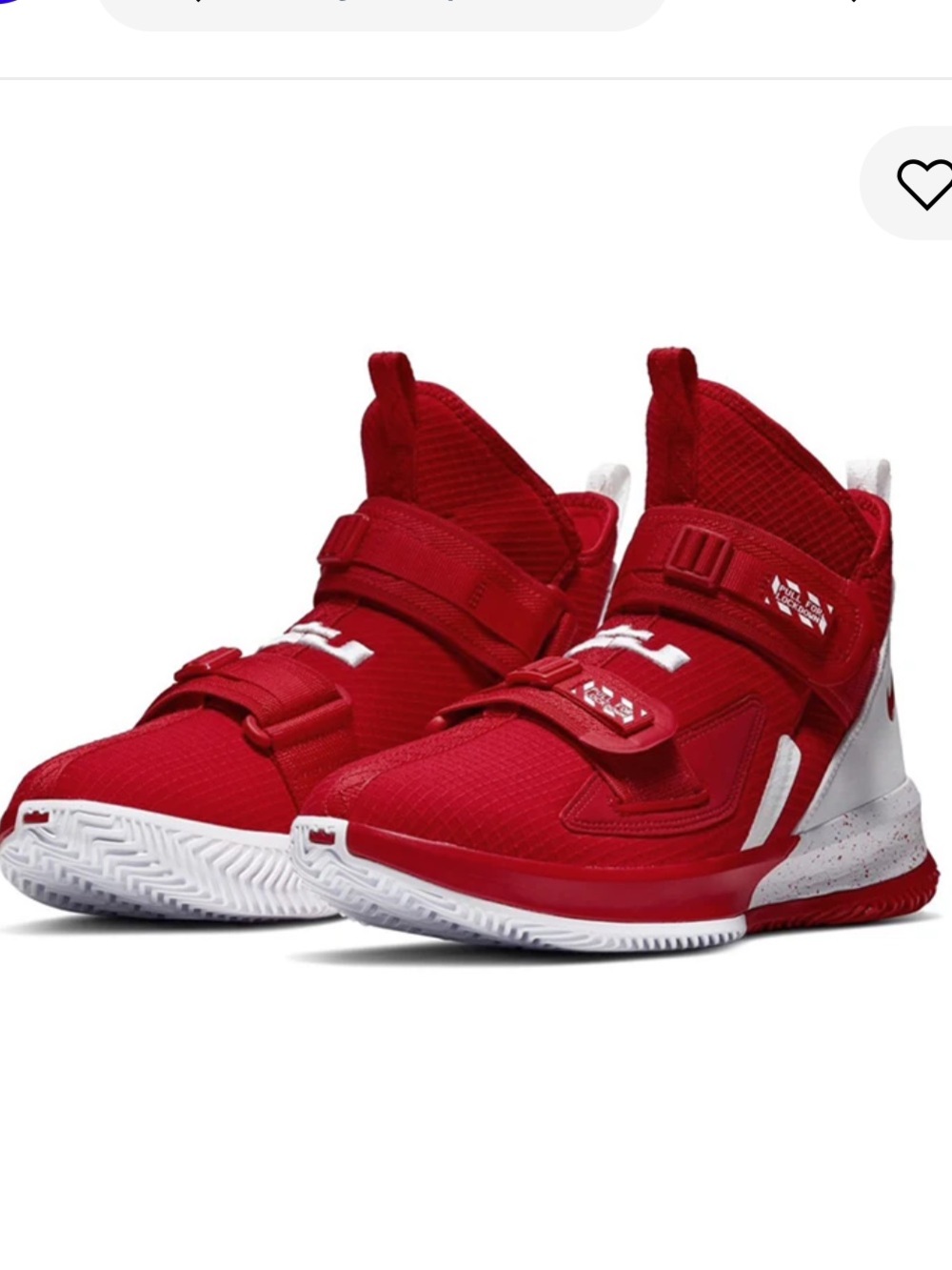 Nike Kids Red and White High-Top Hook-and-Loop Basketball Sneakers